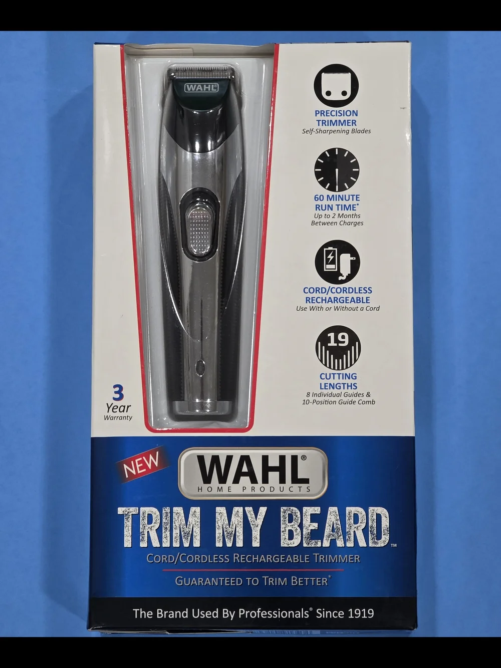Wahl Trim My Beard Trimmer - Cord/Cordless - 19 Cutting Lengths Mod.9891 New